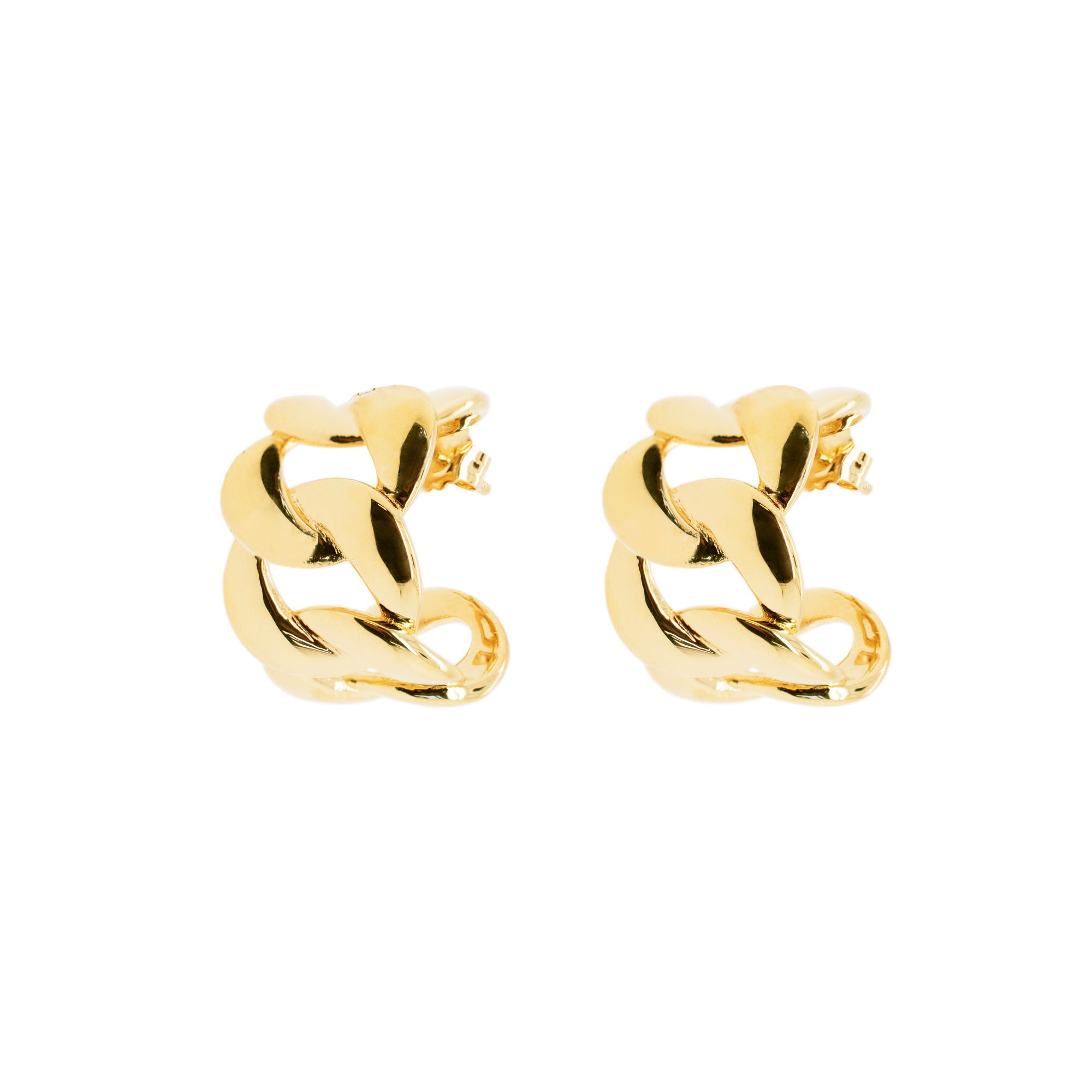 Wide Curb 18K Gold Plated Hoops