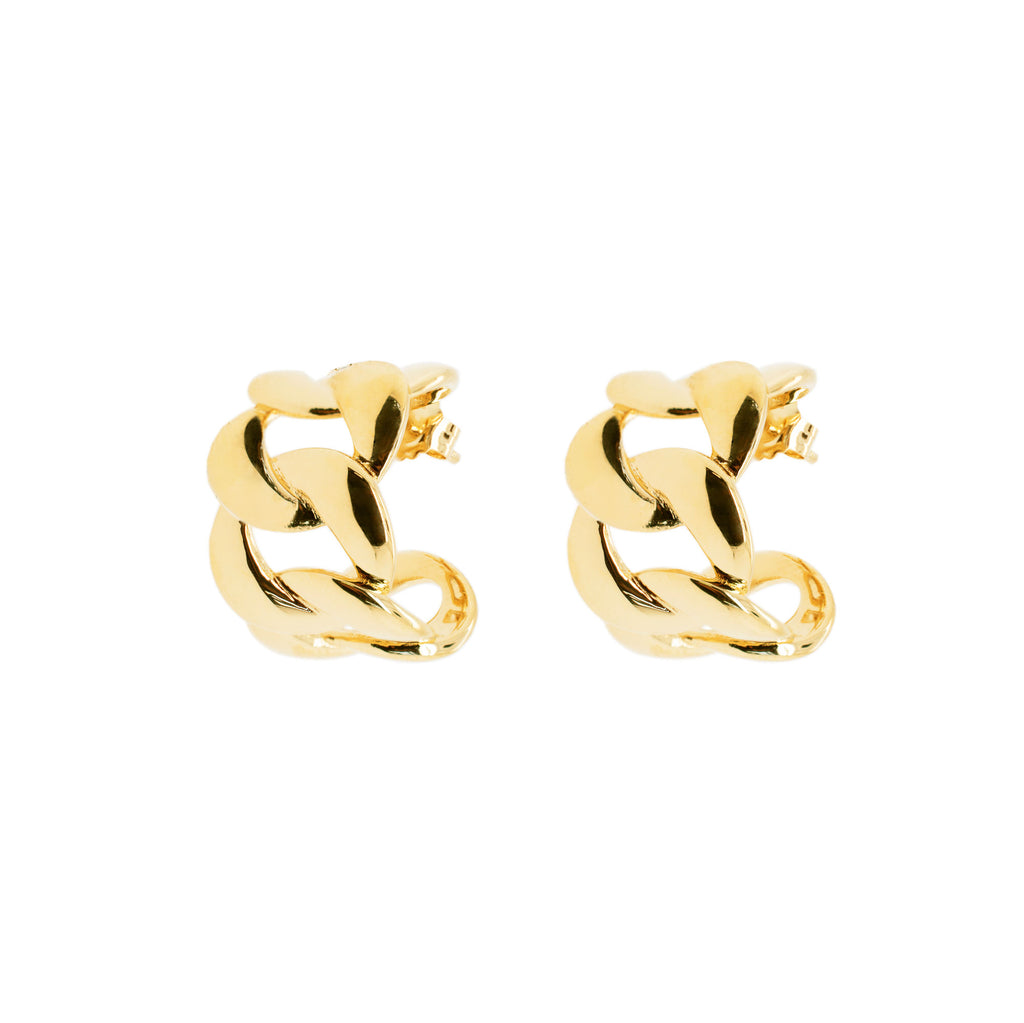 Wide Curb Hoops 18K vergoldet