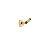 Curvo Left 18K Gold Plated Stud w. Black & White Zirconia