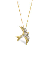 Swallow Bird Halskette 14K Gold I Diamanten