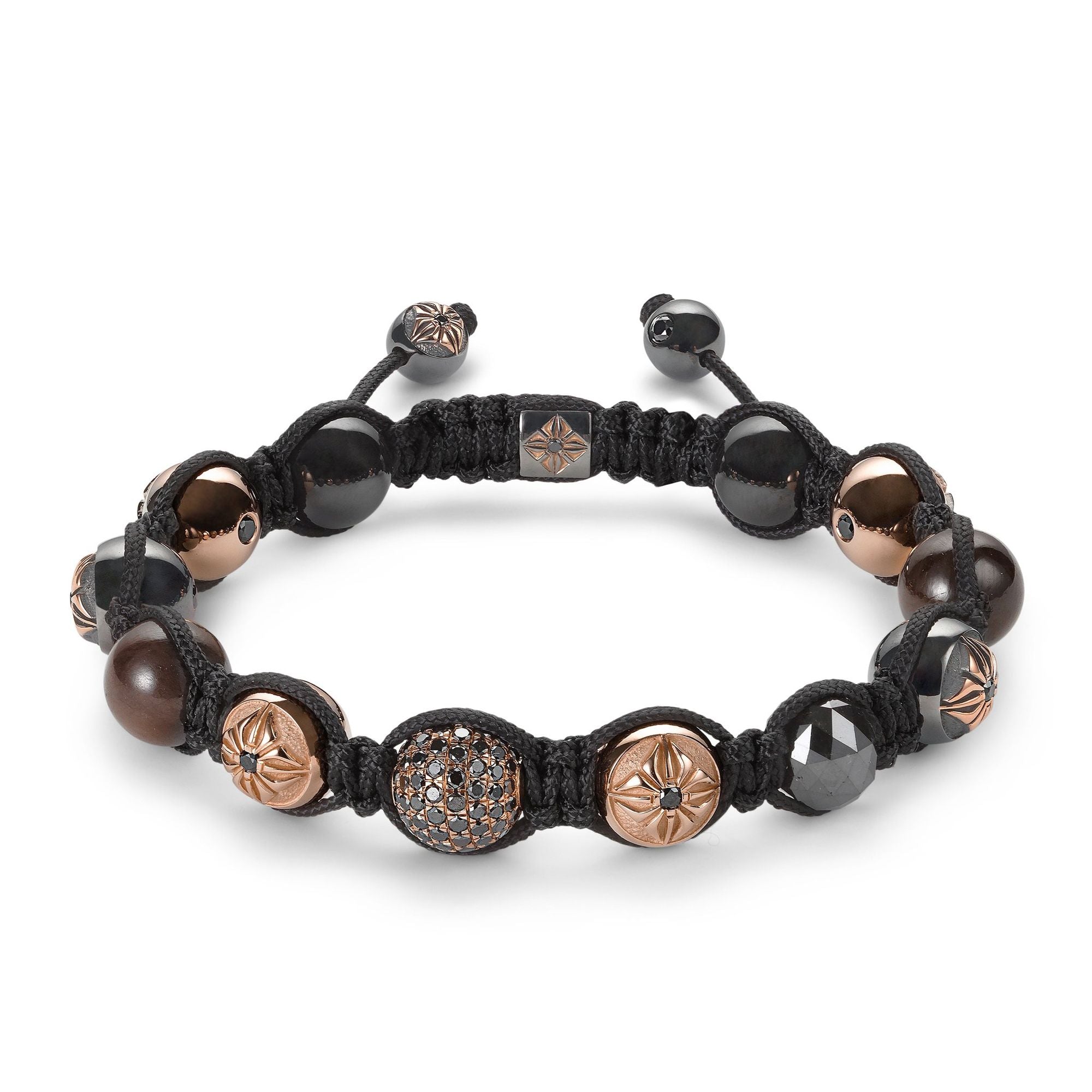 10mm Flettet Sort 18K Guld Armbånd m. Diamant & Safir