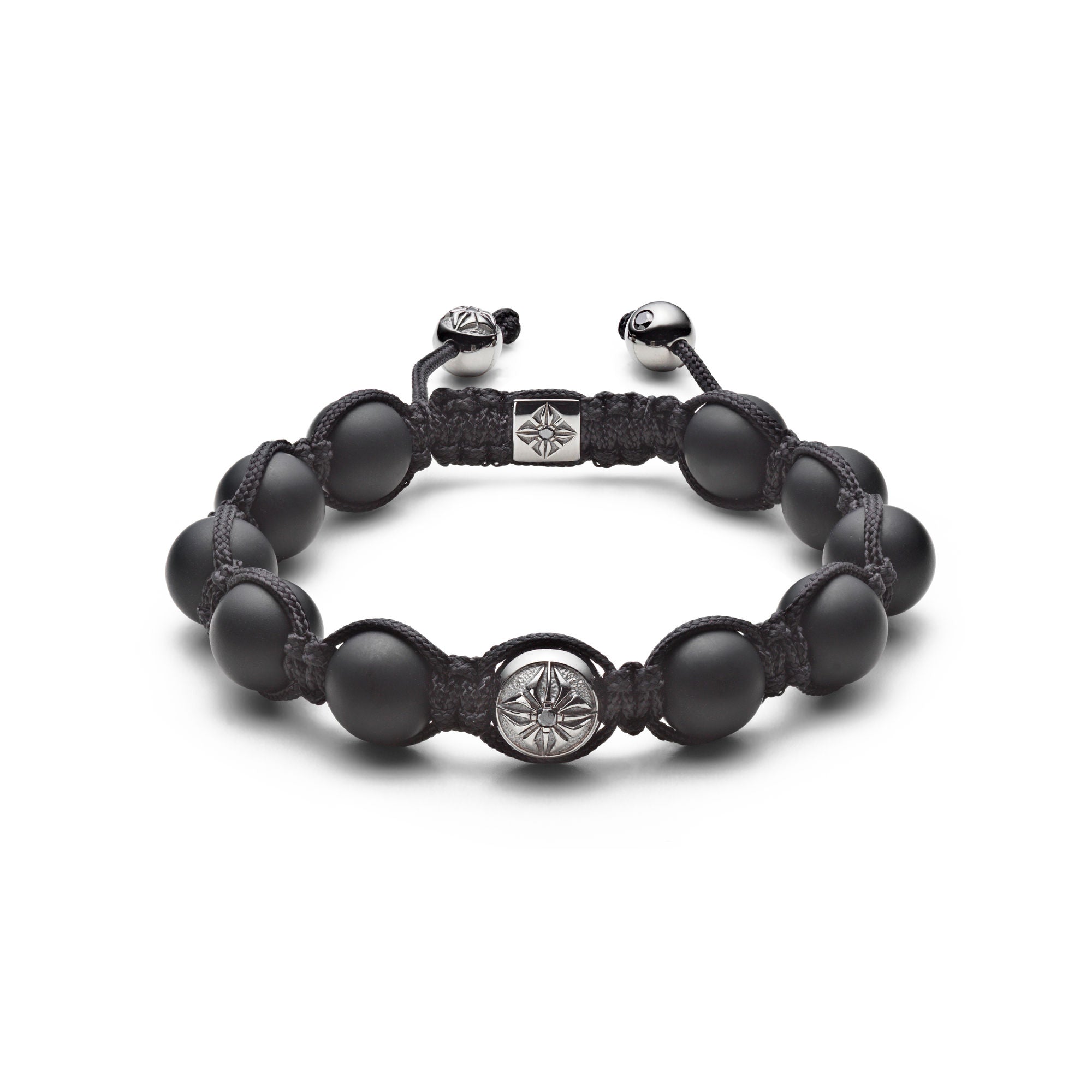 10mm Braided Black 18K Gold Bracelet w. Diamond