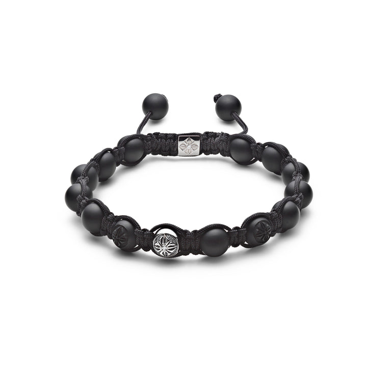 8mm Black Braided 18K Whitegold Bracelet w. Diamond
