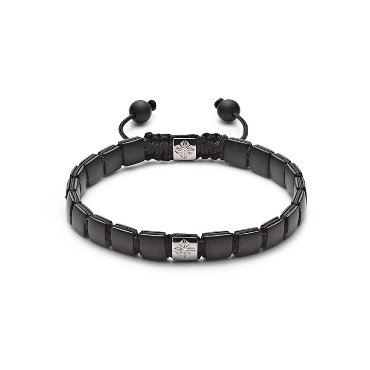 6 mm schwarzes Schloss 18K Whitegold Armband w. Diamant