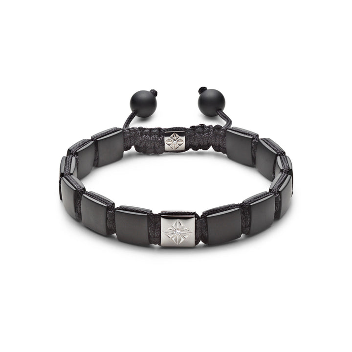 10mm Lock Black Square 18K Whitegold Bracelet w. Diamond