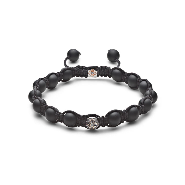 8mm Braided Black 18K Gold Bracelet w. Diamond