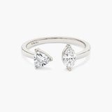 Trillion & Marquise Mixed Cuff Weißgoldring I 14K I Labor-Diamanten