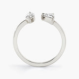 Trillion & Marquise Mixed Cuff Weißgoldring I 14K I Labor-Diamanten