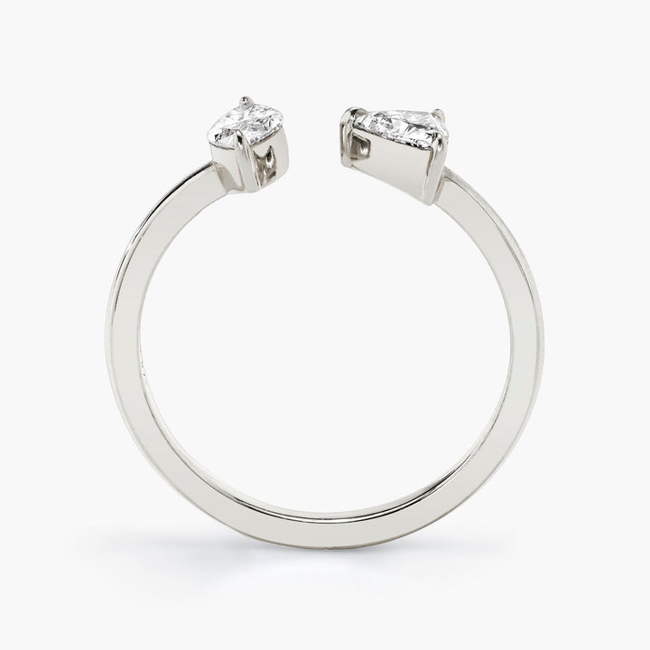 Trillion & Marquise Mixed Cuff 14K Whitegold Ring w. Lab-Grown Diamonds
