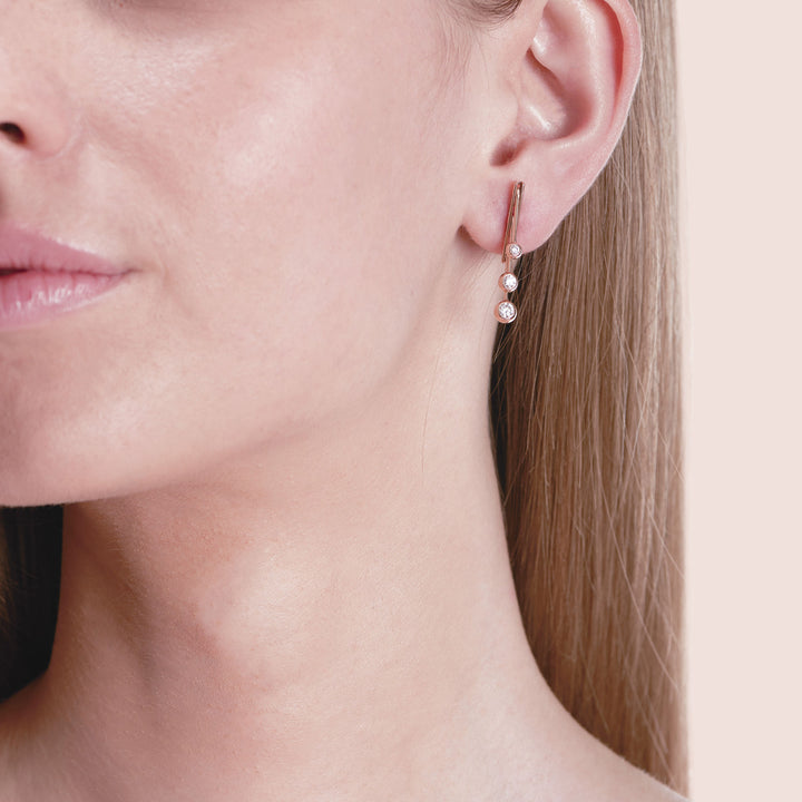 Dancing Diamond 18K Rosegold Earrings w. Diamonds & Tourmalines