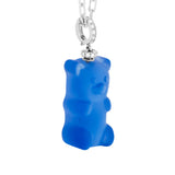 Blueberry Gemmy Bear 18K Whitegold Necklace w. Diamonds & Crystal