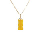 Mango Gemmy Bear 18K Gold Necklace w. Diamonds & Crystal