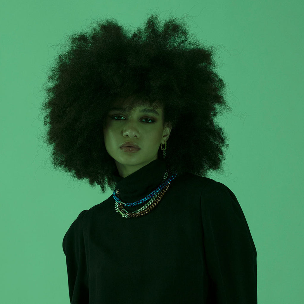 Cuban Electric Blue 18K Hvidguld Halskæde m. Diamanter