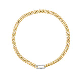 Cuban Yellow 18K Whitegold,Silver Necklace w. Diamonds