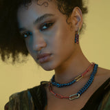 Cuban Electric Blue 18K Gold Necklace w. Diamonds