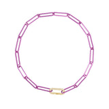 Cable Magenta 18K Gold Necklace w. Diamonds