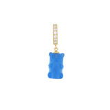 Blueberry Gemmy Bear 18K Gold Huggie w. Diamonds & Crystal