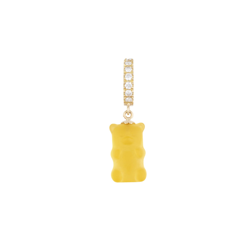 Mango Gemmy Bear 18K Gold Huggie w. Diamonds & Crystal