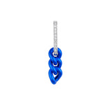 Cuban Electric Blue 18K Whitegold and Silver Hoop w. Diamonds