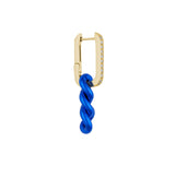 Cuban Electric Blue 18K Gold & Silver Hoop w. Diamonds