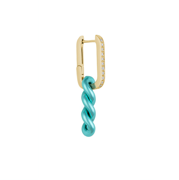 Cuban Sky 18K Gold & Silver Hoop w. Diamonds