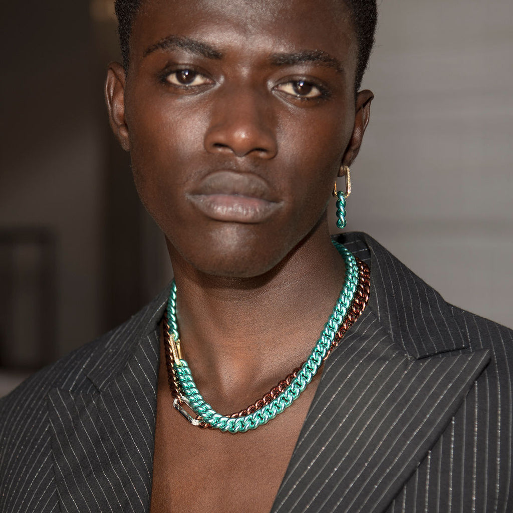 Kubanischer Himmel 18K Gold & Silver Hoop w. Diamanten