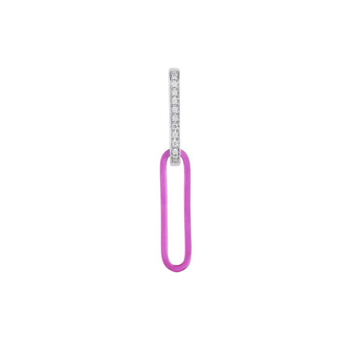 Cable Magenta 18K Whitegold & Silver Hoop w. Diamonds