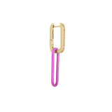 Cable Magenta 18K Gold & Silver Hoop w. Diamonds