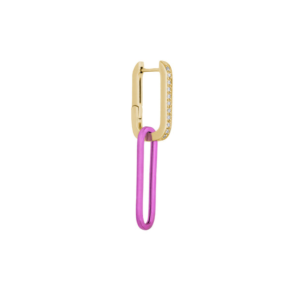 Cable Magenta 18K Gold & Silver Hoop w. Diamonds