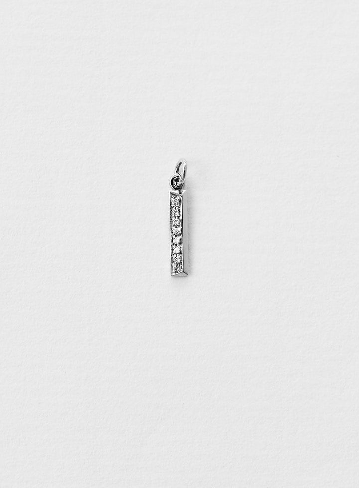 Diamantener Buchstabe "I" Halskette aus 18K Weißgold oder Anhänger I Diamant