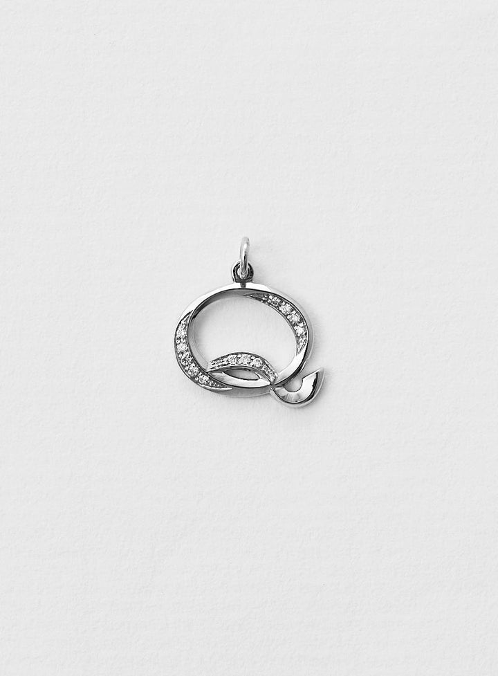 Diamantener Buchstabe "Q" Halskette aus 18K Weißgold oder Anhänger I Diamant