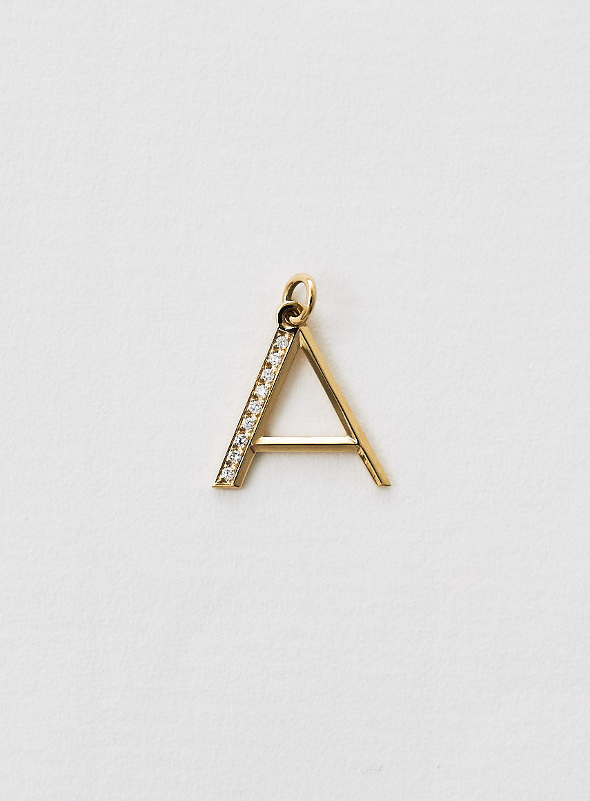 Diamond letter A 18K Gold Necklace or Pendant w. Diamond