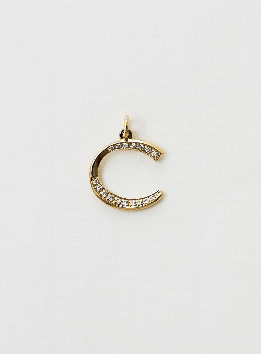 Diamant bogstav C 18K Guld Halskæde eller Vedhæng m. Diamant