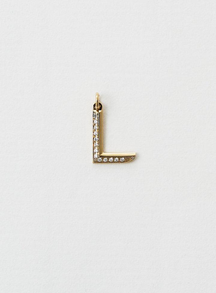 Diamond Letter L 18K Gold Necklace or Pendant w. Diamond