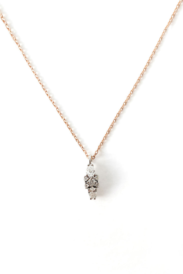 Drop 18K Gold Necklace w. Diamonds