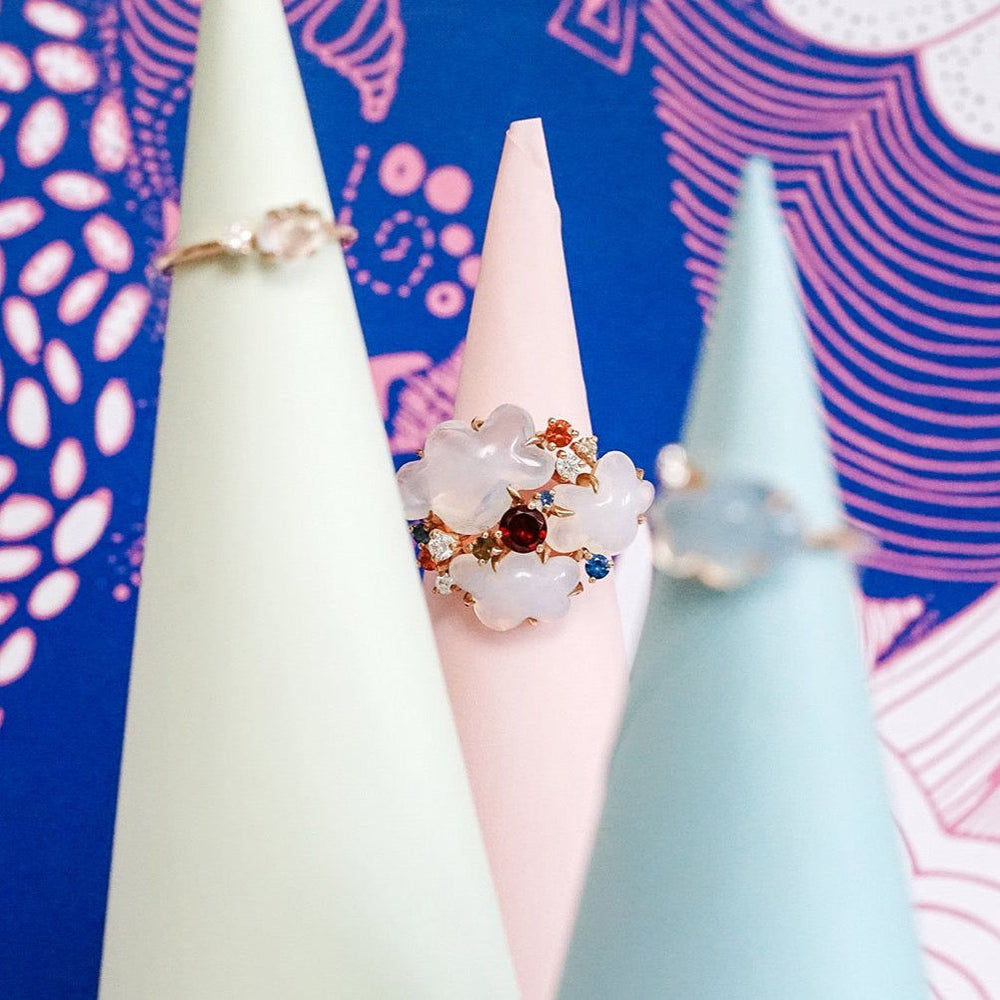 Cloud Collection 18K Rosegold Ring w. Diamonds, Quartz, Sapphires & Garnet