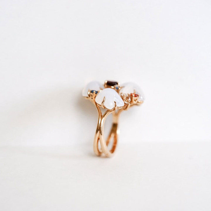Cloud Collection 18K Rosegold Ring w. Diamonds, Quartz, Sapphires & Garnet