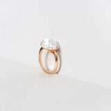 Cloud 18K Gold or Rosegold Ring w. Diamonds & Quartz