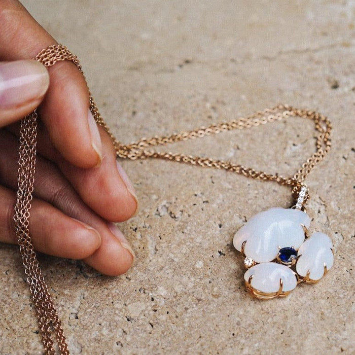 Cloud Collection 18K Guld eller Rosaguld Halskæde m. Safirer, Diamant & Kvarts