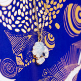 Cloud Collection 18K Gold or Rosegold Necklace w. Sapphires, Diamond & Quartz
