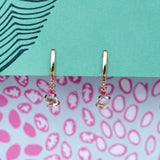 Tiny Cloud 18K Gold or Rosegold Hoops w. Ruby, Sapphires & Tsavorite