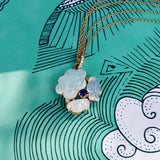 Cloud Collection 18K Guld eller Rosaguld Halskæde m. Safirer, Diamant & Kvarts