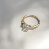 Cloud Midi 18K Rosegold Ring w. Diamond & Quartz