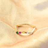 Anpé Atelier x Anna Winck 14K Guld Ring m. Diamanter, Safirer & Tsavorit Sten