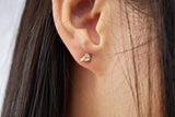 Nugget Ocean 9K Gold Studs w. Diamonds