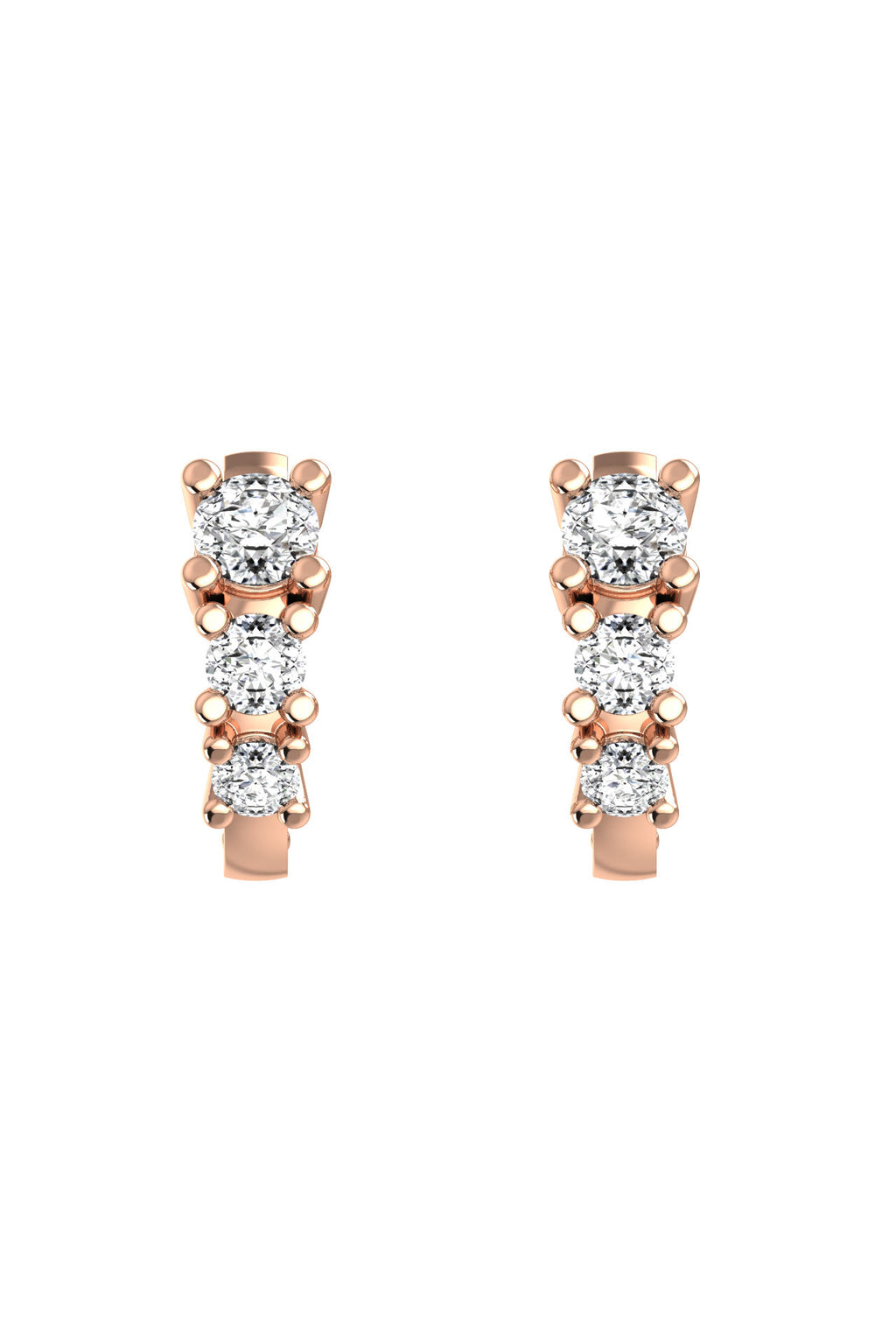 Degrade 18K Rose Gold Hoops w. Lab-Grown Diamonds
