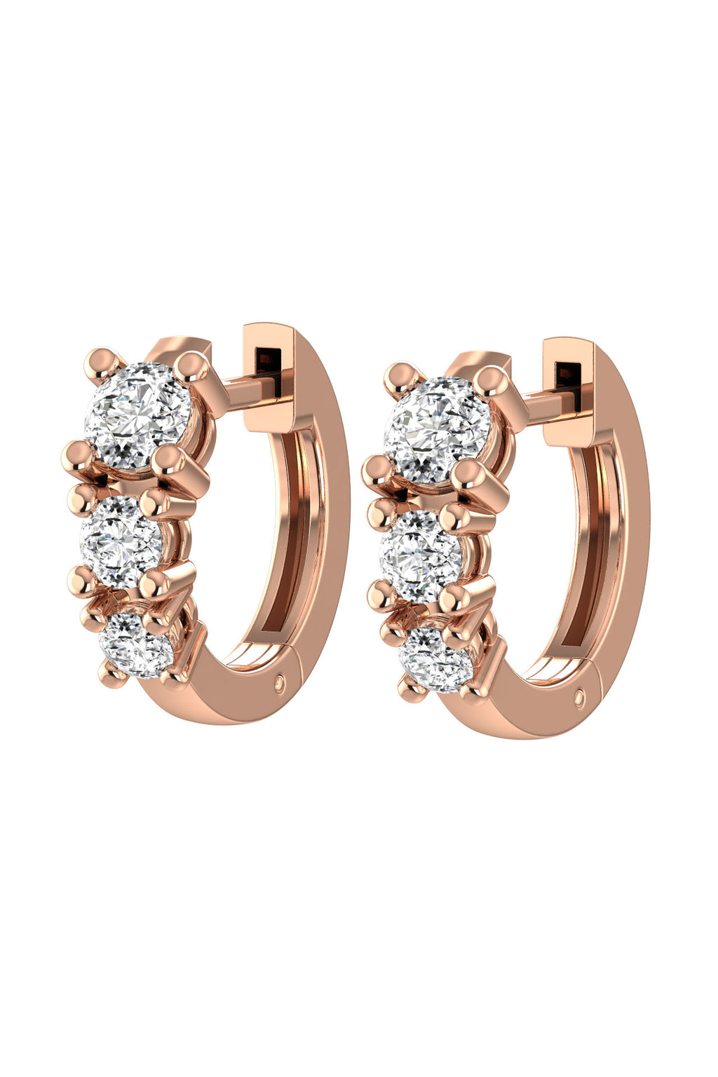 Degrade 18K Rose Gold Hoops w. Lab-Grown Diamonds