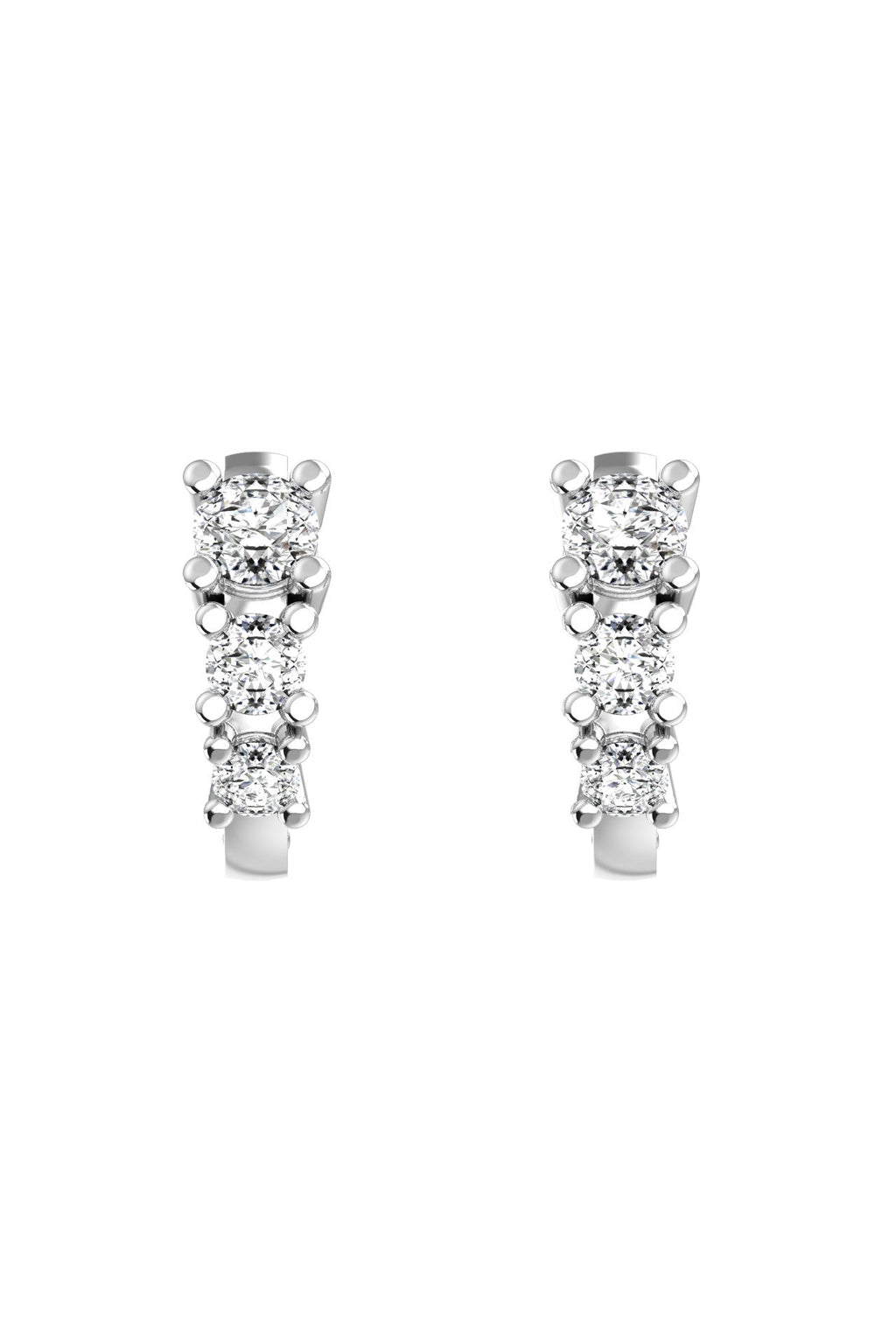 Degrade 18K White Gold Hoops w. Lab-Grown Diamonds