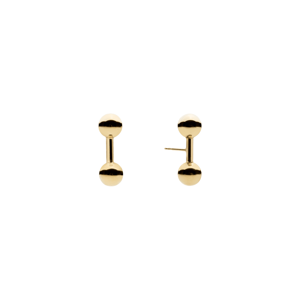 Double Ball Stud Earrings Gold Plated