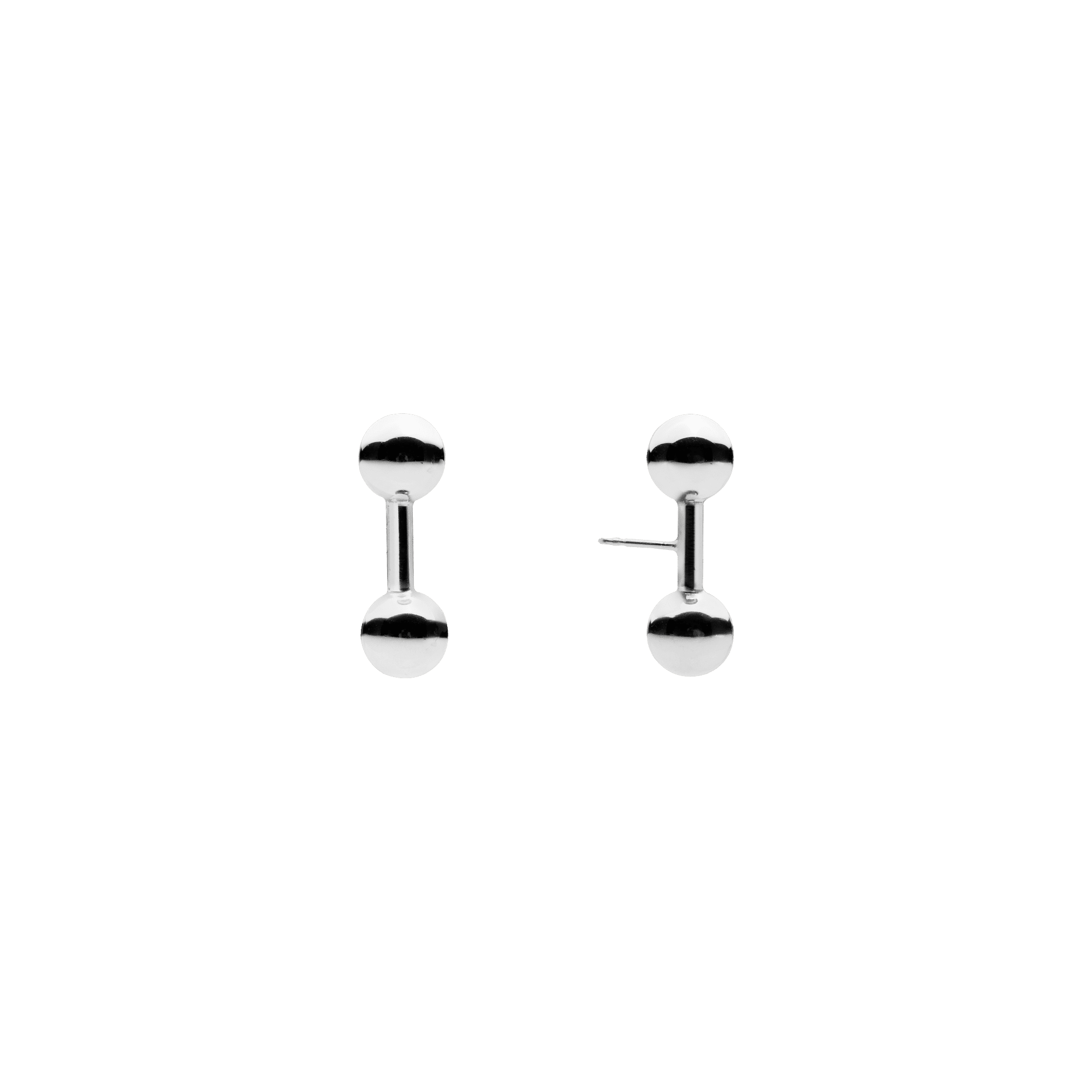 Double Ball Stud Earrings Silver